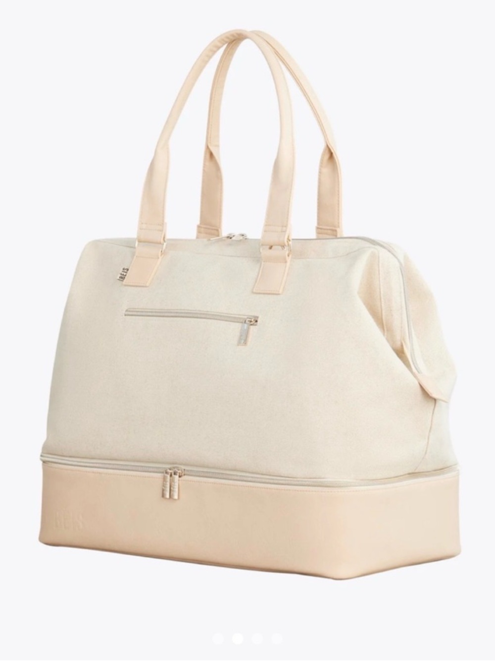 BEIS Cream Two-Tone Weekender Travel Bag - Picture 2 of 3
